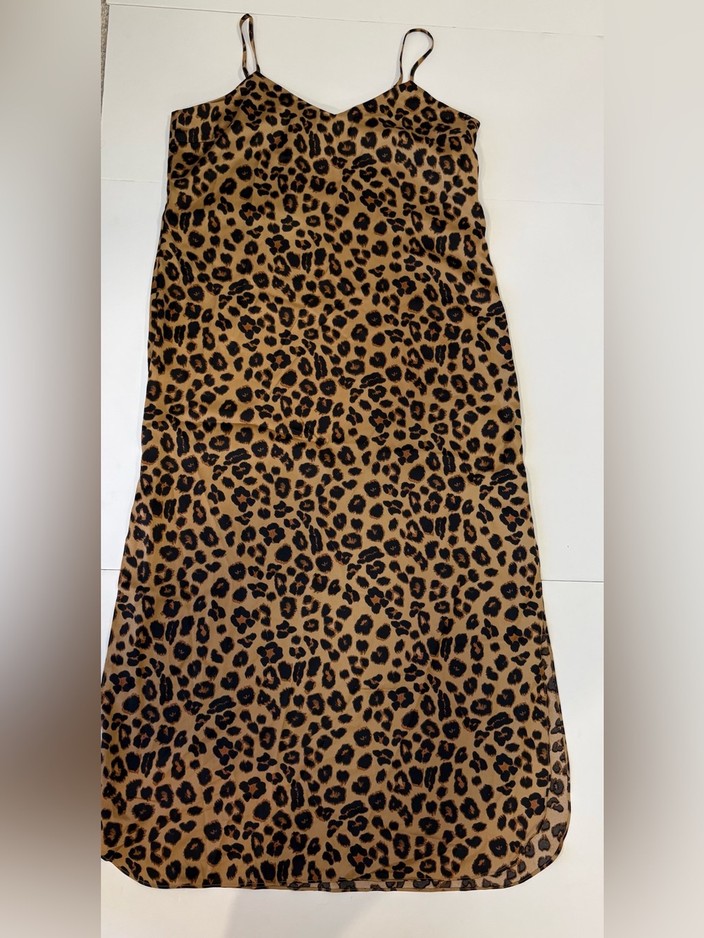 Gibson Latimer Leopard Print Maxi Slip Dress - Brown/Black - Medium NWT